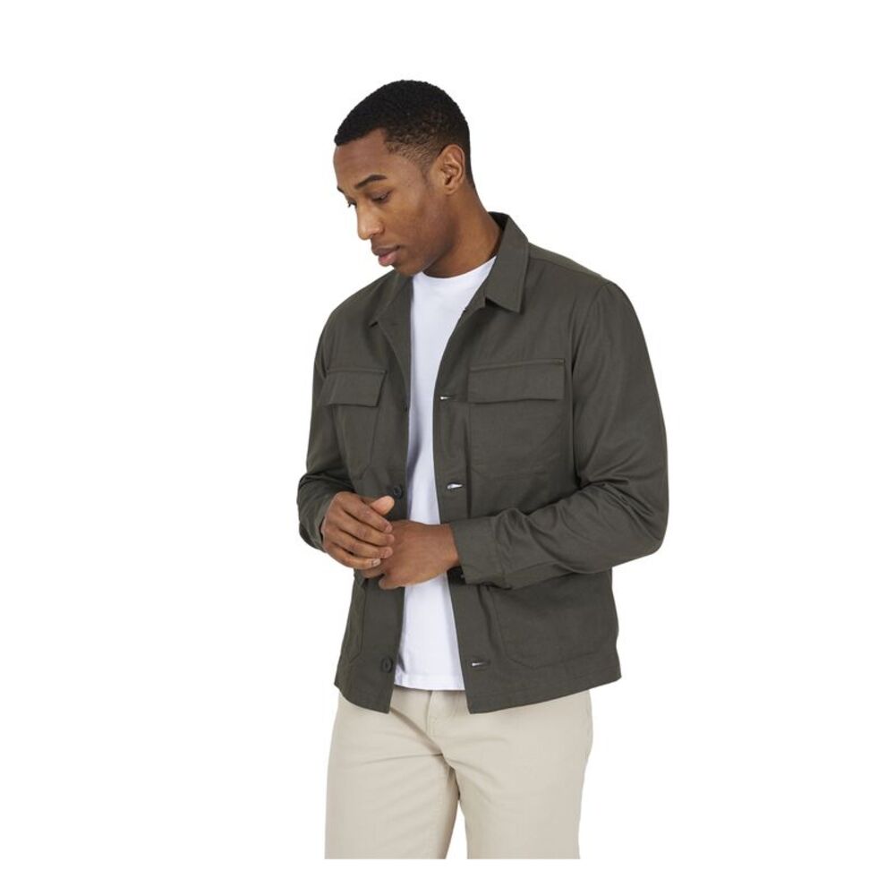 Brave Soul Mens Collared Button-Down Jacket / Khaki Brown